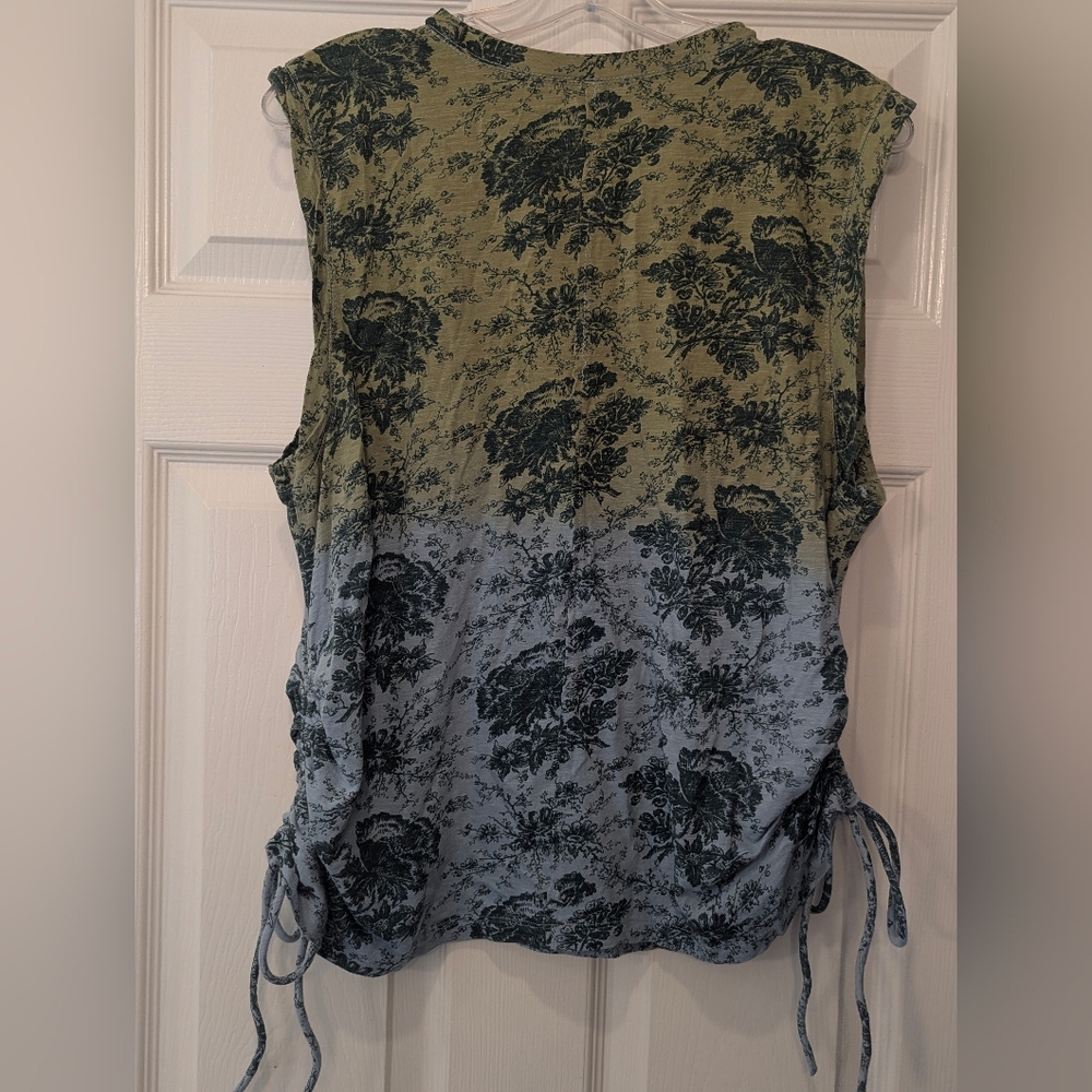Pilcro Green and Blue Floral Ombre Tank Top - Picture 7 of 8